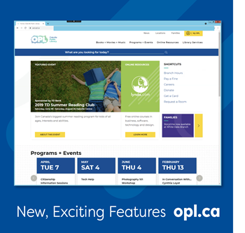 Screenshot of opl new home page